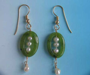 Lovely Nephrite Jade FW Pearl and 14k Gold Filled Dangle Earrings | Handmade - PremiumBead Alternate Image 4