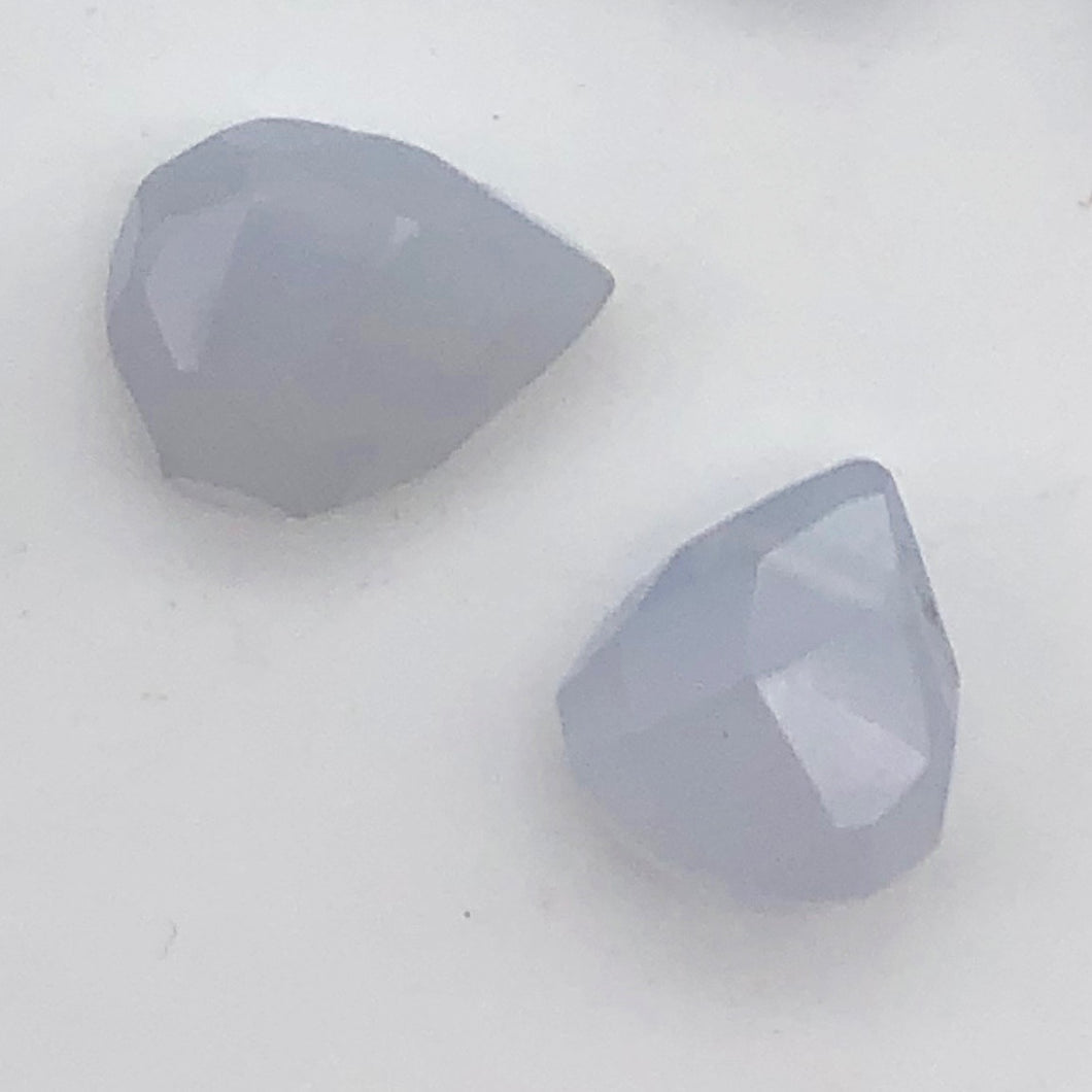 2 Blue Chalcedony Faceted Briolette Beads - PremiumBead Primary Image 1