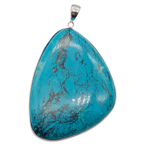 Natural Turquoise 88ct Sterling Silver Pendant | 2 1/2x1 3/4" | Blue/Black | 1 |
