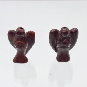 2 Hand Carved Brecciated Jasper Guardian Angels | 22x14x8mm | Red - PremiumBead Alternate Image 6