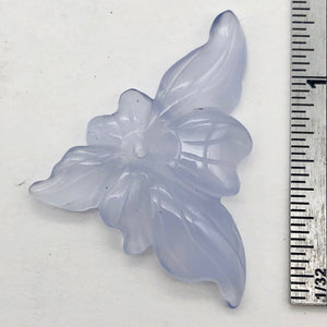 15.5cts Exquisitely Hand Carved Blue Chalcedony Flower Pendant Bead - PremiumBead Primary Image 1