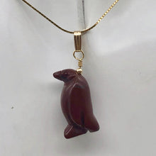 Load image into Gallery viewer, March of The Penguins Jasper Carved Bead &amp; 14Kgf Pendant| 1 3/8&quot; Long| Red | - PremiumBead Primary Image 1
