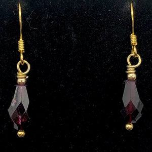 Natural AAA 14K Deep Garnet Drop Earrings | Red | 1 1/4" Long |