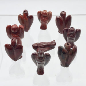 2 Hand Carved Brecciated Jasper Guardian Angels | 22x14x8mm | Red - PremiumBead Alternate Image 10