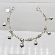 Load image into Gallery viewer, Love! Hearts &amp; Bells Sterling Silver Charm Bracelet 6 3/4 inch Length - PremiumBead Alternate Image 3
