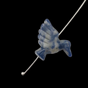 Unique Hand Carved Sodalite Dove Bird Figurine/Worry Stone | 25x14x7.5mm | Blue White