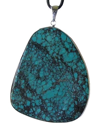 Natural Turquoise Sterling Silver Pendant 10378D