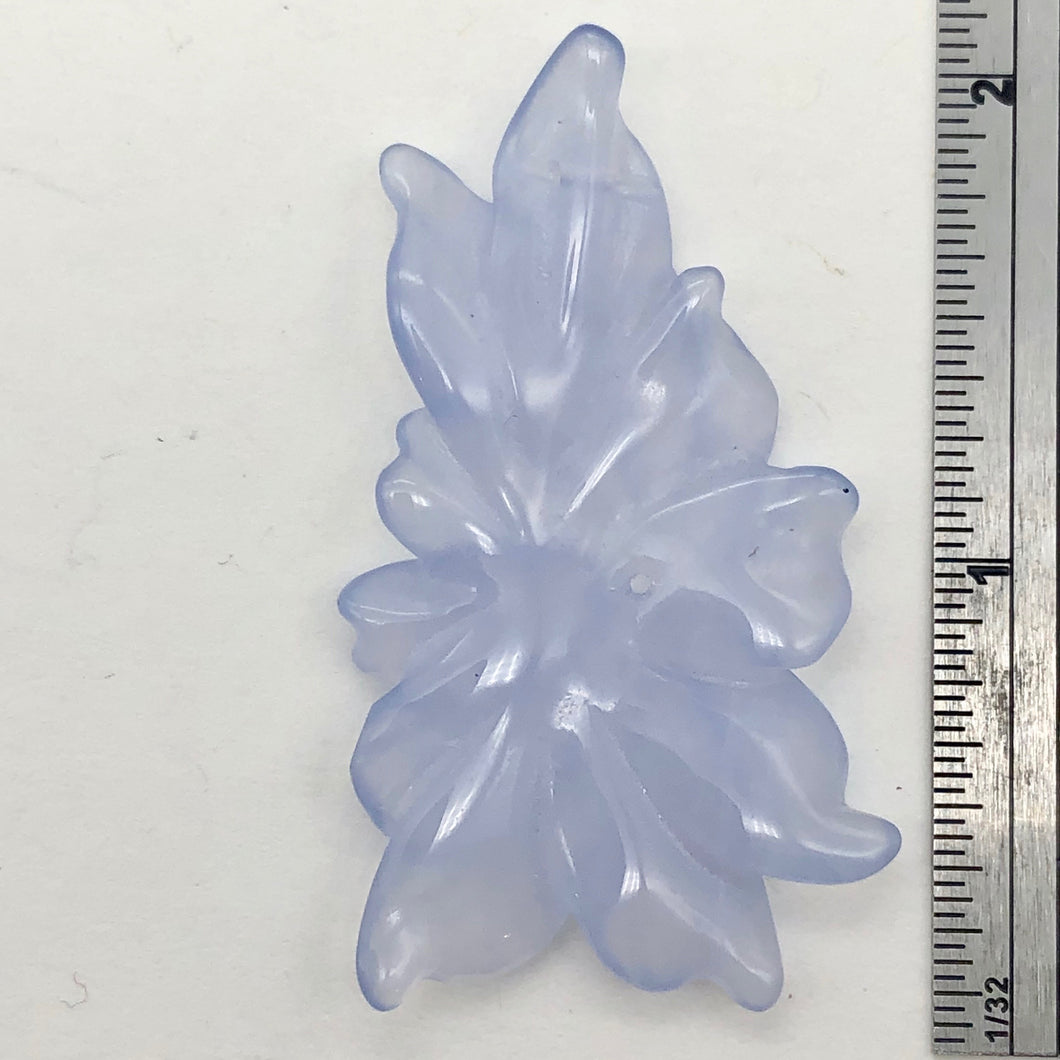 36.1cts Hand Carved Blue Chalcedony Flower Bead | 49x28x4mm | - PremiumBead Primary Image 1
