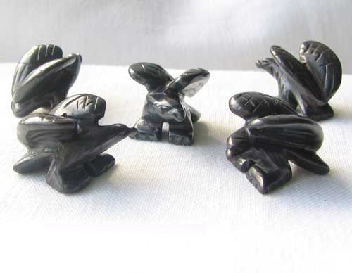 2 Soaring Carved Hematite Eagle Beads | 18x18x7mm | Silver black - PremiumBead Primary Image 1