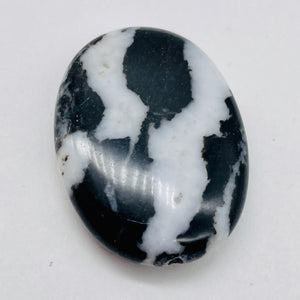 1 Black & White Zebra Agate Oval Bead 008612
