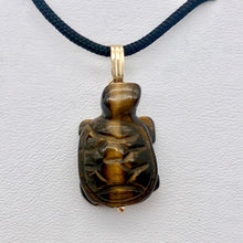 Load image into Gallery viewer, Adorable Tigereye Carved Turtle 14Kgf Pendant | 1.25&quot; (Long) | - PremiumBead Primary Image 1
