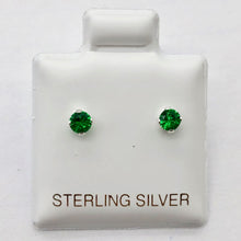 Load image into Gallery viewer, May! Round 3mm Created Green Emerald &amp; 925 Sterling Silver Stud Earrings 10146E - PremiumBead Alternate Image 4

