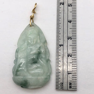 Precious Stone Jewelry Carved Quan Yin Pendant in Green White Jade and Gold - PremiumBead Alternate Image 7