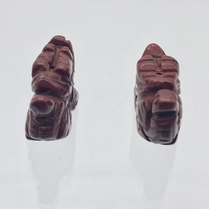 2 Brecciated Jasper Hand Carved Winged Dragon Beads | 22x13.5x8mm | Red - PremiumBead Alternate Image 9