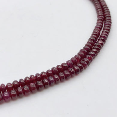 49.0cts AAA+ Natural Ruby 3.25x2.25mm Smooth Roundel 15 inch Bead Strand - PremiumBead Primary Image 1