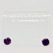Load image into Gallery viewer, February 7mm Lab Amethyst &amp; Sterling Silver Earrings 9780B - PremiumBead Alternate Image 4
