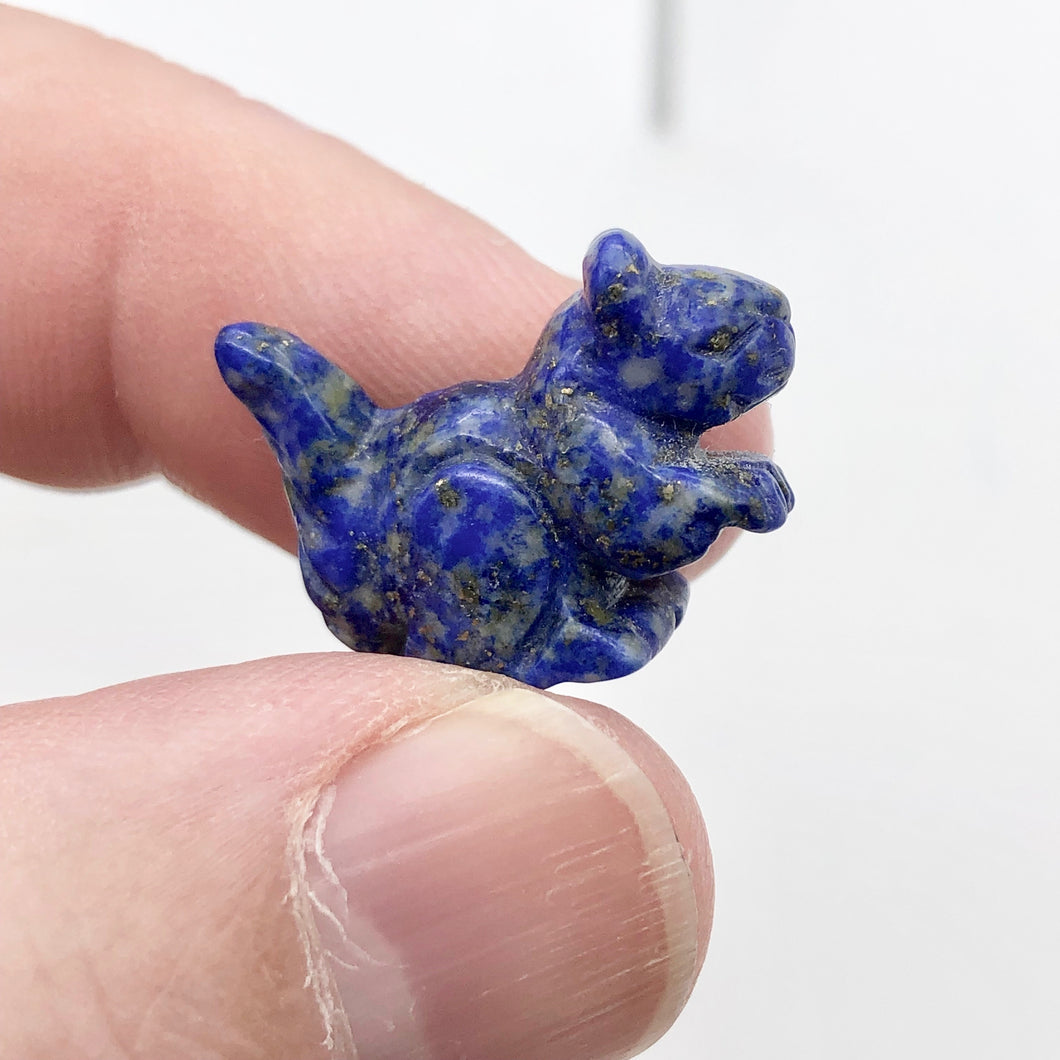 Charming Carved Sodalite Squirrel Figurine | 22x15x10mm | Blue/White - PremiumBead Primary Image 1