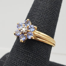 Load image into Gallery viewer, Tanzanite &amp; Diamond Solid 10Kt Yellow Gold Flower Ring Size 7 9982F - PremiumBead Alternate Image 10

