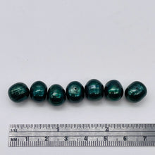 Load image into Gallery viewer, 7 Deep Emerald Green 10mm Green Freshwater Pearls Beads 9603
