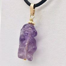 Load image into Gallery viewer, Swingin&#39; Hand Carved Amethyst Monkey and 14K Gold Filled Pendant 509270AMG - PremiumBead Alternate Image 4
