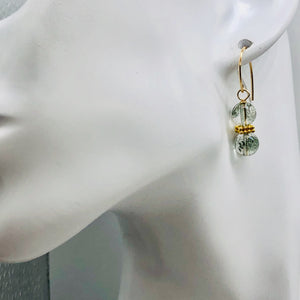 Sparkling Actinolite Quartz 14K Gold Filled Earrings | 1 1/4" long | 1 Pair |