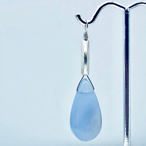 Blue Chalcedony Designer Sterling Silver Pendant | 26x14x6mm | 2" Long |