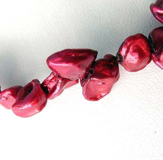 10 Lipstick Red 'Rose Petal' Keishi Pearls 9042 - PremiumBead Primary Image 1