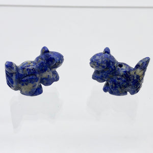 Nuts 2 Hand Carved Animal Sodalite Squirrel Beads | 22x15x10mm | Blue - PremiumBead Alternate Image 2