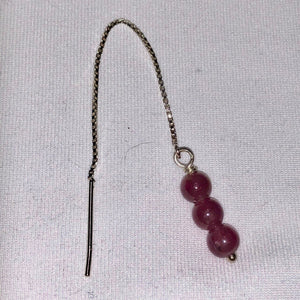 Pink Sapphire & Silver Threader Earrings 310709 - PremiumBead Alternate Image 2