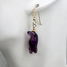 Load image into Gallery viewer, Amethyst 14K Gold Filled Dangle Penguin Earrings | 1 1/2&quot; Long| Purple | 1 Pair|
