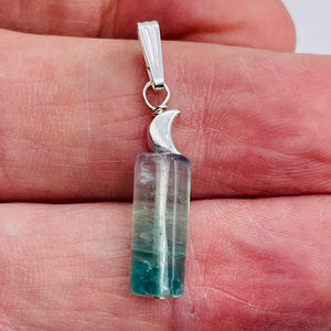 Fluorite Sterling Silver Drop/Dangle Pendant | 1" Long | Blue | 1 Pendant |