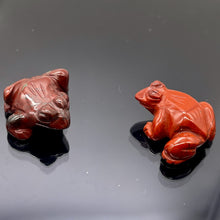 Load image into Gallery viewer, Stone Charming Carved Brecciated Jasper Frog Figurine | 22x12.5x9mm | Red
