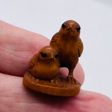 Load image into Gallery viewer, Boxwood Love Bird Birds Ojime/Netsuke Bead | 25x22x18mm | Brown
