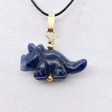 Load image into Gallery viewer, Sodalite Triceratops Dinosaur with 14K Gold-Filled Pendant 509303SDG - PremiumBead Primary Image 1
