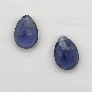 Pair 2.8cts Each Indigo Iolite Faceted Teardrop Beads | 11x8mm | 5.6tcw |