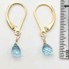 Load image into Gallery viewer, Faceted 6x4mm Blue Zircon 14Kgf Drop Earrings | 1&quot; long | Blue | - PremiumBead Alternate Image 4
