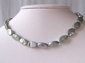 Platinum Green Oval Coin Pearl Strand 109948 - PremiumBead Alternate Image 3