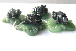 Ribbit Hematite Frog On Aventurine Lily pad Pendant | 28x28.5x11mm |