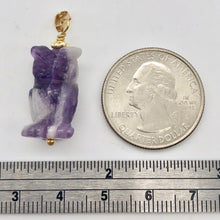 Load image into Gallery viewer, Amethyst Hand Carved Hooting Owl &amp; 14Kgf Gold Filled 1 3/8&quot; Long Pendant 509297AMG - PremiumBead Alternate Image 6
