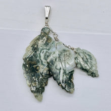 Load image into Gallery viewer, Ocean Jasper Leaf Sterling Silver Drop/Dangle Pendant | 3&quot; Long | Green/White |
