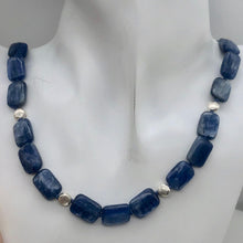 Load image into Gallery viewer, Kyanite and Sterling Silver Rectangle Bead Necklace | 20 inch | Blue and Silver|

