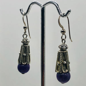 Sugilite Sterling Silver Drop Earrings | 1 1/2" Long | Purple | 1 Pair |