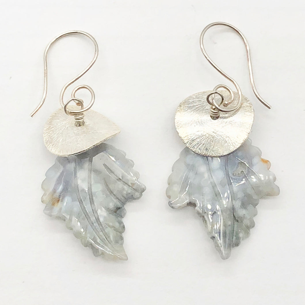 Ocean Jasper Sterling Silver Leaf Earrings | 2