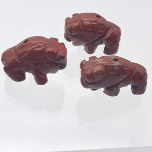 Abundance 2 Brecciated Jasper Hand Carved Bison / Buffalo Beads | 21x14x8mm | Red - PremiumBead Alternate Image 6