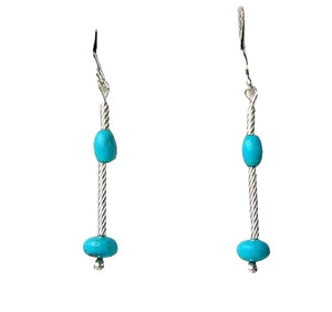 Unique Natural Turquoise & Silver Earrings 6378