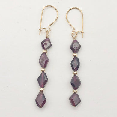 14K Gold Filled Red Pyrope Garnet Earrings | 2 inches long | - PremiumBead Primary Image 1