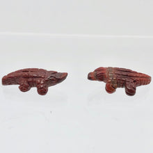 Load image into Gallery viewer, Red Gators 2 Carved Jasper Alligator Beads | 28x11x7mm | Red - PremiumBead Alternate Image 3
