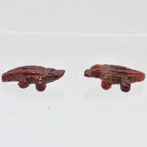 Red Gators 2 Carved Jasper Alligator Beads | 28x11x7mm | Red - PremiumBead Alternate Image 3