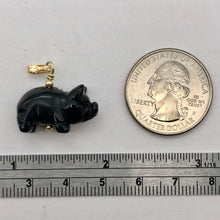 Load image into Gallery viewer, Black Obsidian Pig Pendant Necklace |Semi Precious Stone Jewelry|14k gf Pendant| - PremiumBead Alternate Image 6
