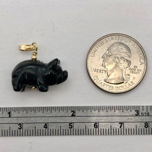 Black Obsidian Pig Pendant Necklace |Semi Precious Stone Jewelry|14k gf Pendant| - PremiumBead Alternate Image 6